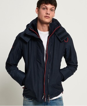 Superdry Hooded Technical Pop Cipzár SD-Windcheater Férfi Kabát Kék/Piros | VNGPX5412